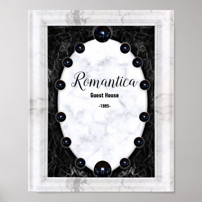 Póster Gráficos de la esfera de mármol blanco y negro (Frente)