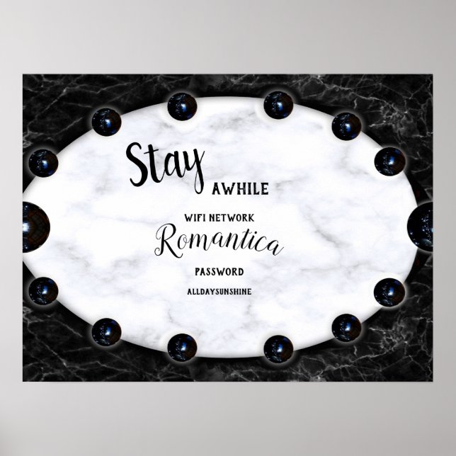 Póster Gráficos de la esfera de mármol blanco y negro (Frente)