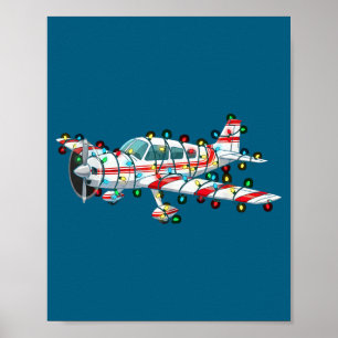 Póster Gráficos Divertidos de Avión de Navidad Amante de