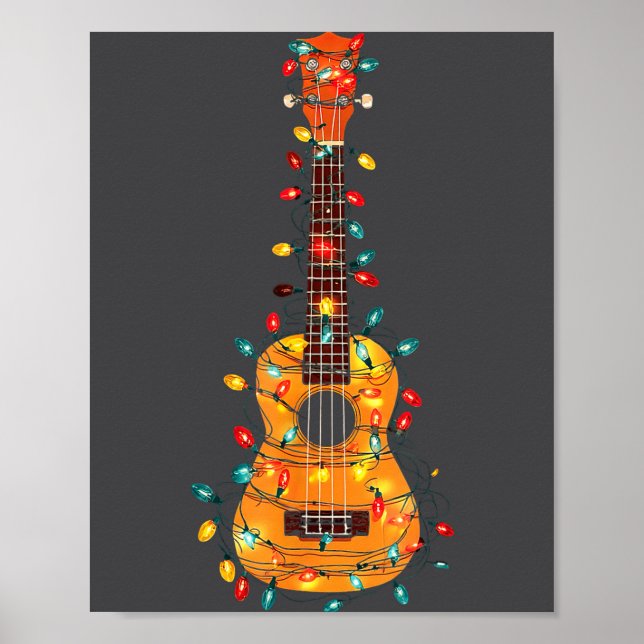 Póster Gráficos divertidos de ukulele de Navidad para ama (Frente)