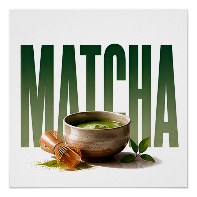 Póster Gráficos editoriales de té de lujo Matcha (Anverso)