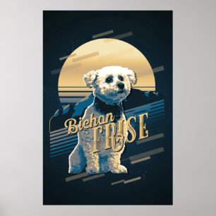 Póster Gráficos retro Bichon Frise Blue ID754
