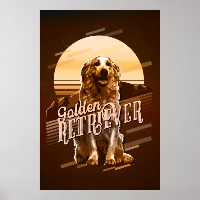 Póster Gráficos retro Golden Retriever Gold ID754 (Frente)