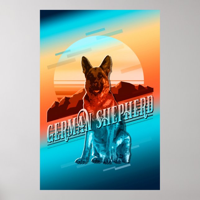 Póster Gráficos retro Gráficos alemanes Shepherd Multi-Co (Frente)