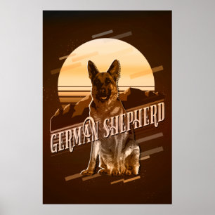 Póster Gráficos retro Titular alemán Gold ID754