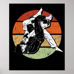 Póster Gráficos vintage mixtos de artes marciales Jiu Jit