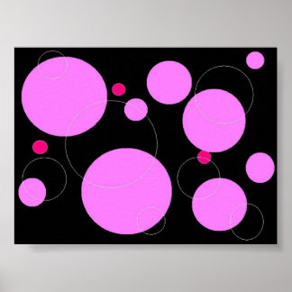 Póster Gráfido circular rosa y negro