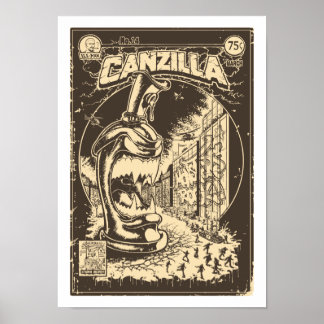 Póster Grafitera CANZILLA - Retro SciFi monstruo cómic