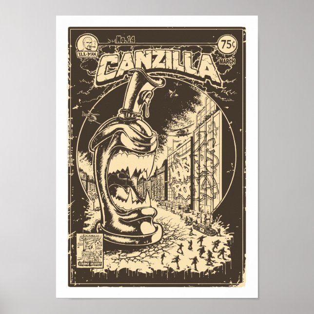 Póster Grafitera CANZILLA - Retro SciFi monstruo cómic (Frente)