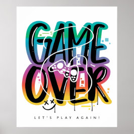 Póster Grafiti de fin del juego joystick jugador