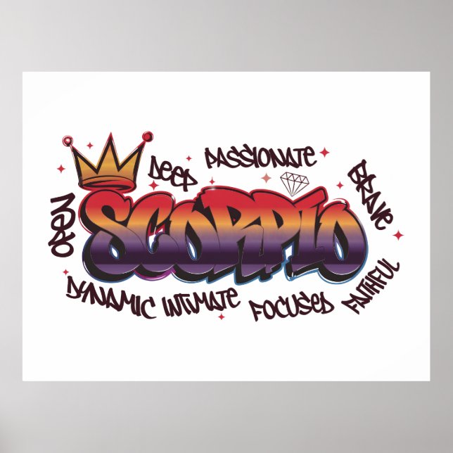 Póster Grafiti del zodiaco Escorpio (Frente)