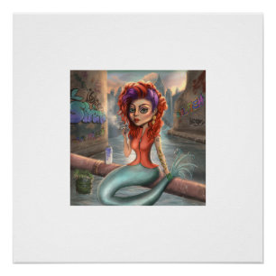 Póster Grafitti Mermaid