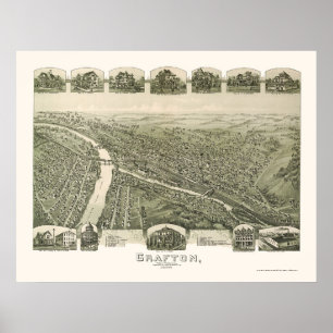 Póster Grafton, WV Panoramic Map - 1898