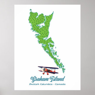 Póster Graham Island British Columbia Travel map