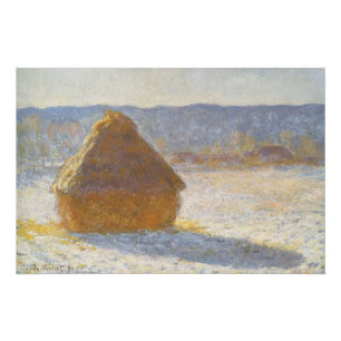 Póster Grainstack en la mañana, efecto de nieve de Claude