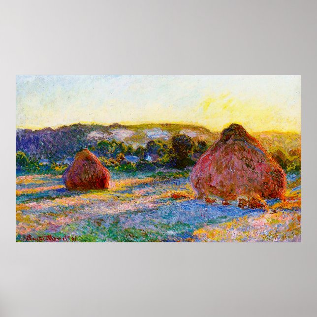 Póster Grainstacks at the End Of Summer, Evening Effect (Frente)