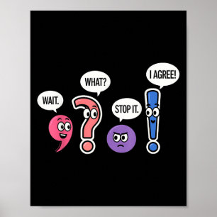 Póster Gramática divertida espera qué paro estoy de acuer