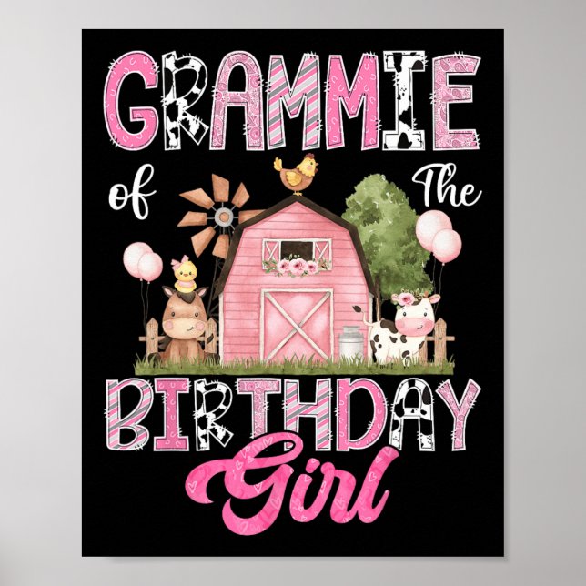 Póster Grammie De La Chica De Cumpleaños Granja Rosa Prim (Frente)