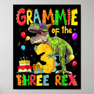 Póster Grammie De Los Tres Rex Dinosaurio Del Niño De Cum