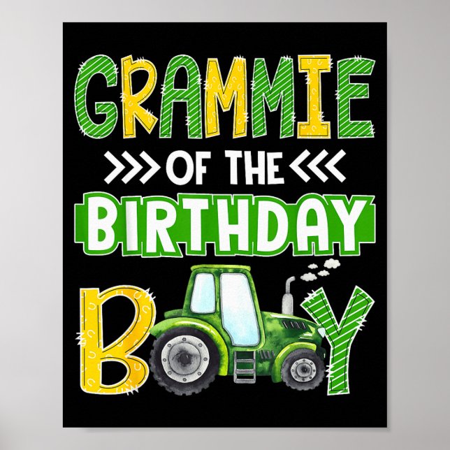 Póster Grammie Of The Birthday Boy Tractors Farm Trucks F (Frente)