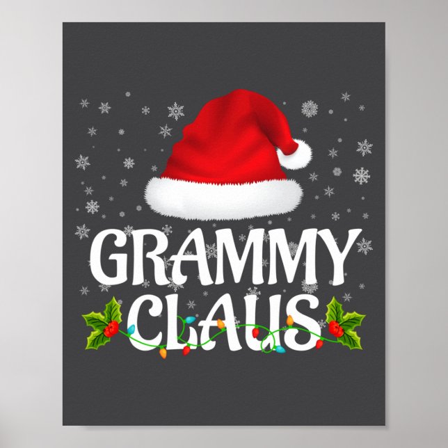 Póster Grammy Claus Christmas Lights Santa Pajama Family  (Frente)
