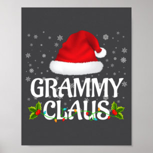 Póster Grammy Claus Luces de Navidad Pijama de Santa Fami