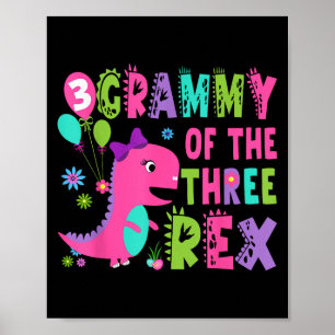 Póster Grammy De Los Tres Rex Dinosaur T-rex Tercer Nacim