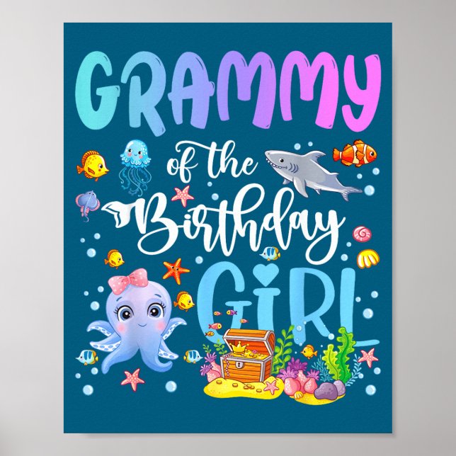 Póster Grammy Of The Birthday Girl Sea Fish Ocean Aquariu (Frente)