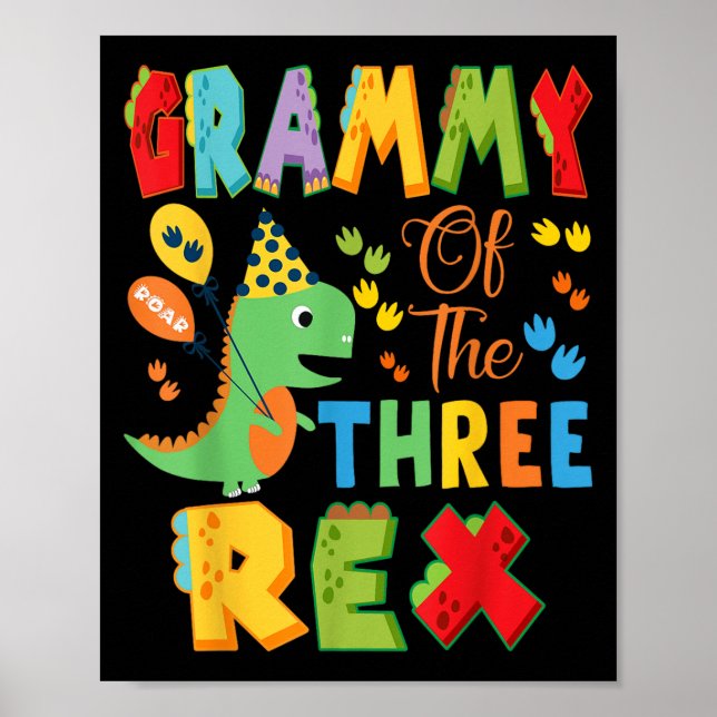Póster Grammy Of The Three Rex 3Natal Boy Dinosaur (Frente)