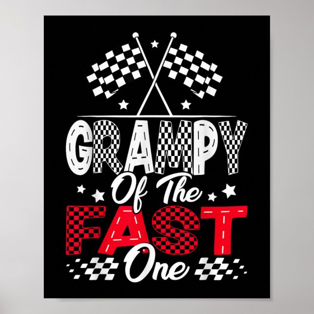 Póster Grampy De La Rápida Carreras De Un Primer Cumpleañ (Frente)