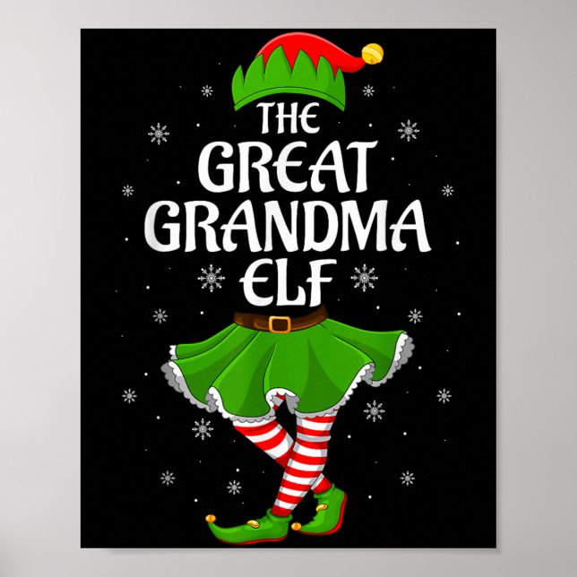 Póster Gran Abuela Elf Navidades Familia Chicas Elf (Frente)