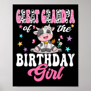 Póster Gran Abuelo Del Chica De Cumpleaños Cute Cow 1Bi