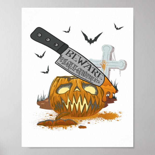 Póster Gran abuelos Funny Halloween Fiesta (Frente)