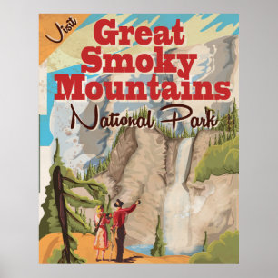 Póster Gran Afiche de Viajes de las Montañas Ahumadas.