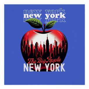 Póster Gran Apple Nueva York Gráfico retro