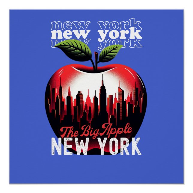 Póster Gran Apple | Nueva York | Gráfico retro (Anverso)