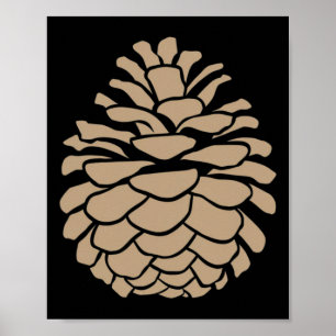 Póster Gran árbol de piña piñonero bosque camping natural