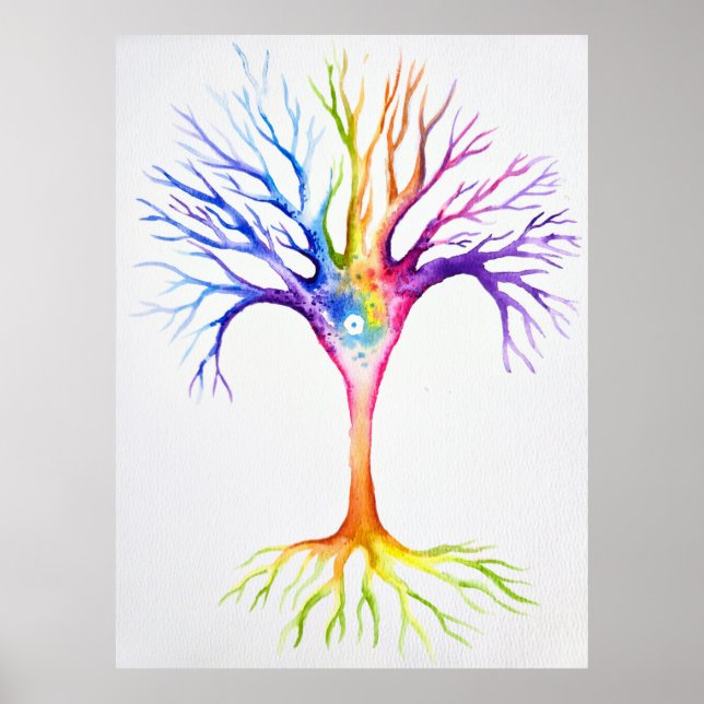 Póster Gran árbol neuronal colorido (Frente)