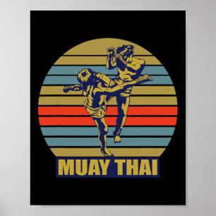 Póster Gran artista marcial de kickboxing de Muay Thai Ta