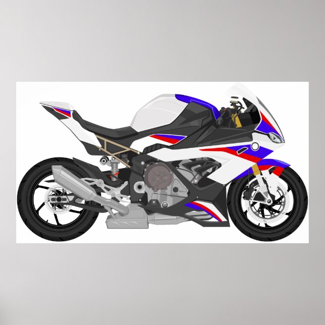 Póster Gran Bicicleta Deportes Motocicleta Rápido Velocid (Frente)