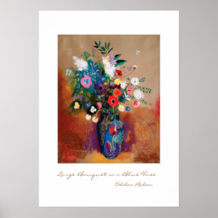 Póster Gran Bouquet en una barraca azul de Odilon Redon
