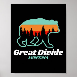 Póster Gran Brecha de esquí de Montana Snowboard Bear