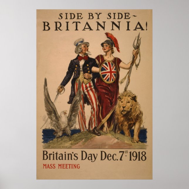 Póster Gran Bretaña Day 7 dic. 1918 vintage (Frente)