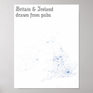 Póster Gran Bretaña e Irlanda extraídos de los pubs - Map