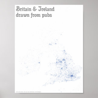 Póster Gran Bretaña e Irlanda extraídos de los pubs - Map