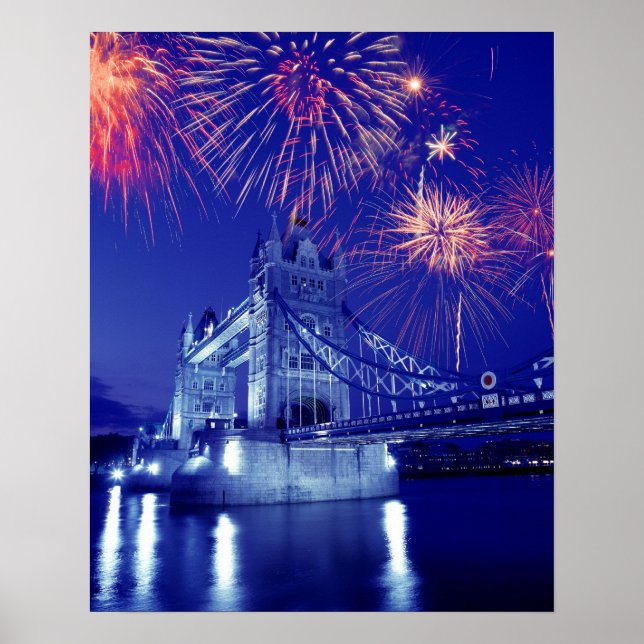 Póster Gran Bretaña, Londres. Fuegos artificiales sobre l (Frente)