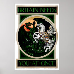 Póster Gran Bretaña te necesita de inmediato 1915 WW1 POS