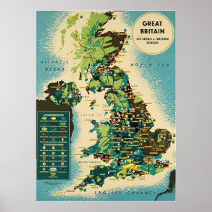 Póster Gran Bretaña ~Vintage British Travel Canvas.