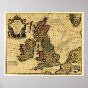 Póster Gran BritainPanoramic MapGreat Gran Bretaña