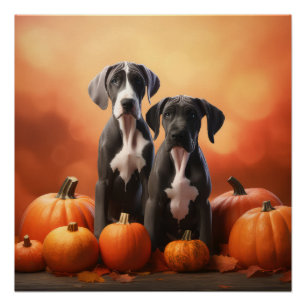 Póster Gran Calabaza Delantera del Otoño de Papas
